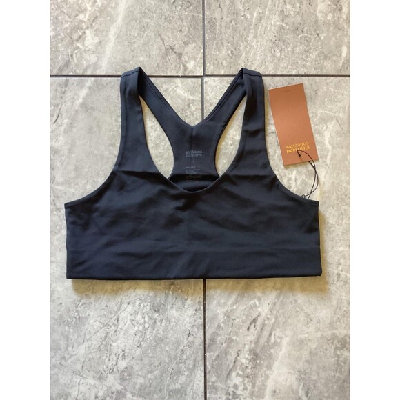 Girlfriend Collective Sports Bra Womens Black Racerback Recycled Polyester Yoga - Picture 2 of 5